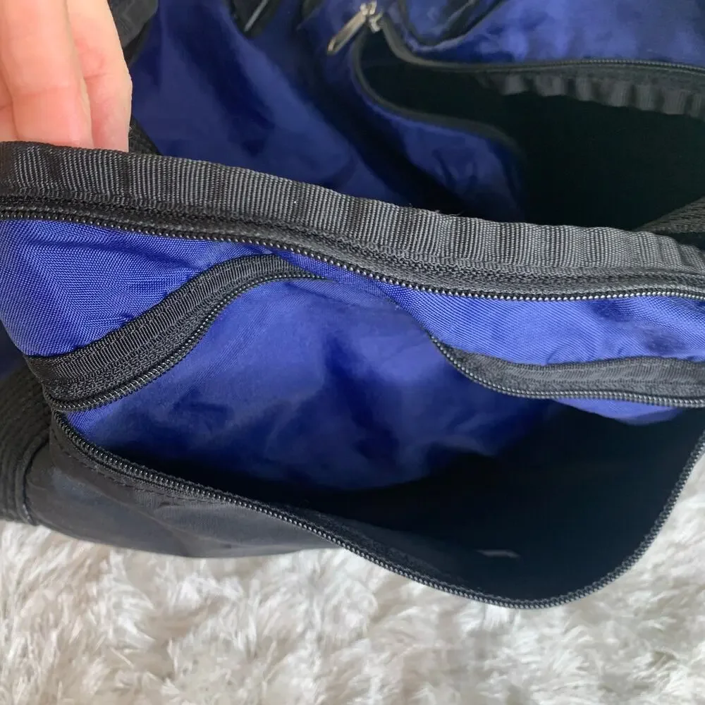 Y2K Vintage Nike Blue Black Colorblock Duffel Bag 22 x 11 x 12.5